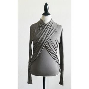 Free People Gray Wrap Top